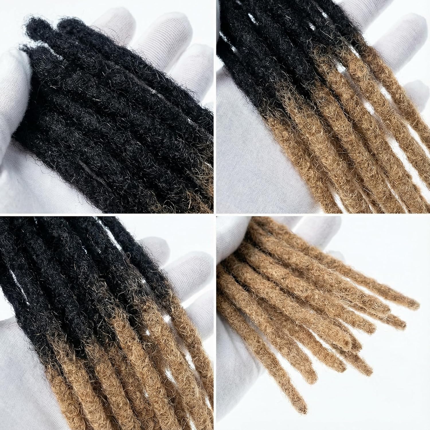 10 Strands Locs Extensions Human Hair Dreadlock Hair Extensions 1B27 Blonde Tips Ombre Color,Fully Handmade For Man/Women Can Be Dyed And Twisted 12 Inch, 0.16inch Thickness