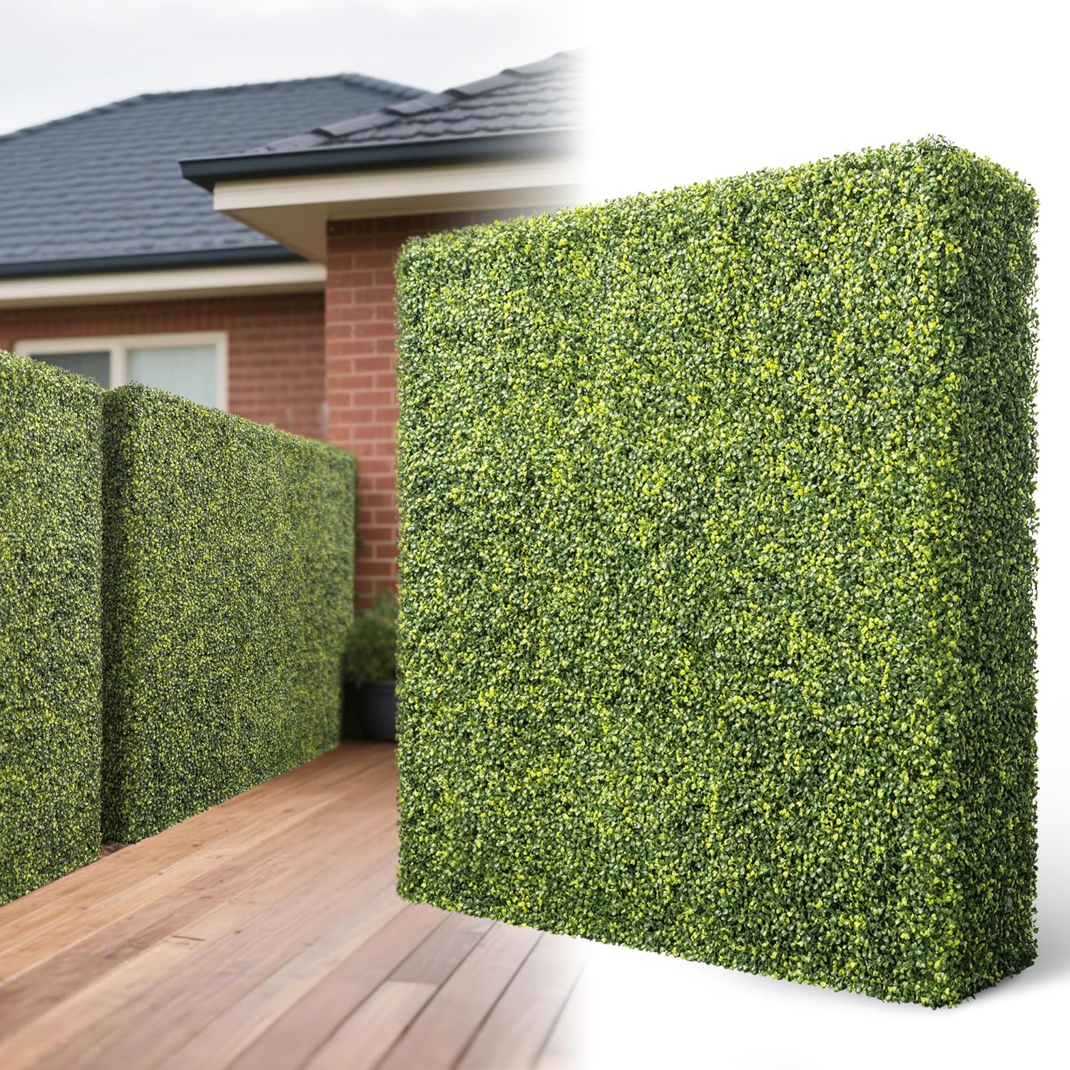 Patio 72" W x 72" H x 12" D Artificial Hedge Wall Panels, Green Wall Outdoor Boxwood Hedges, Faux Greenery Grass Backdrop, Privacy Screen Freestanding Room Divider, Garden Planter Décor