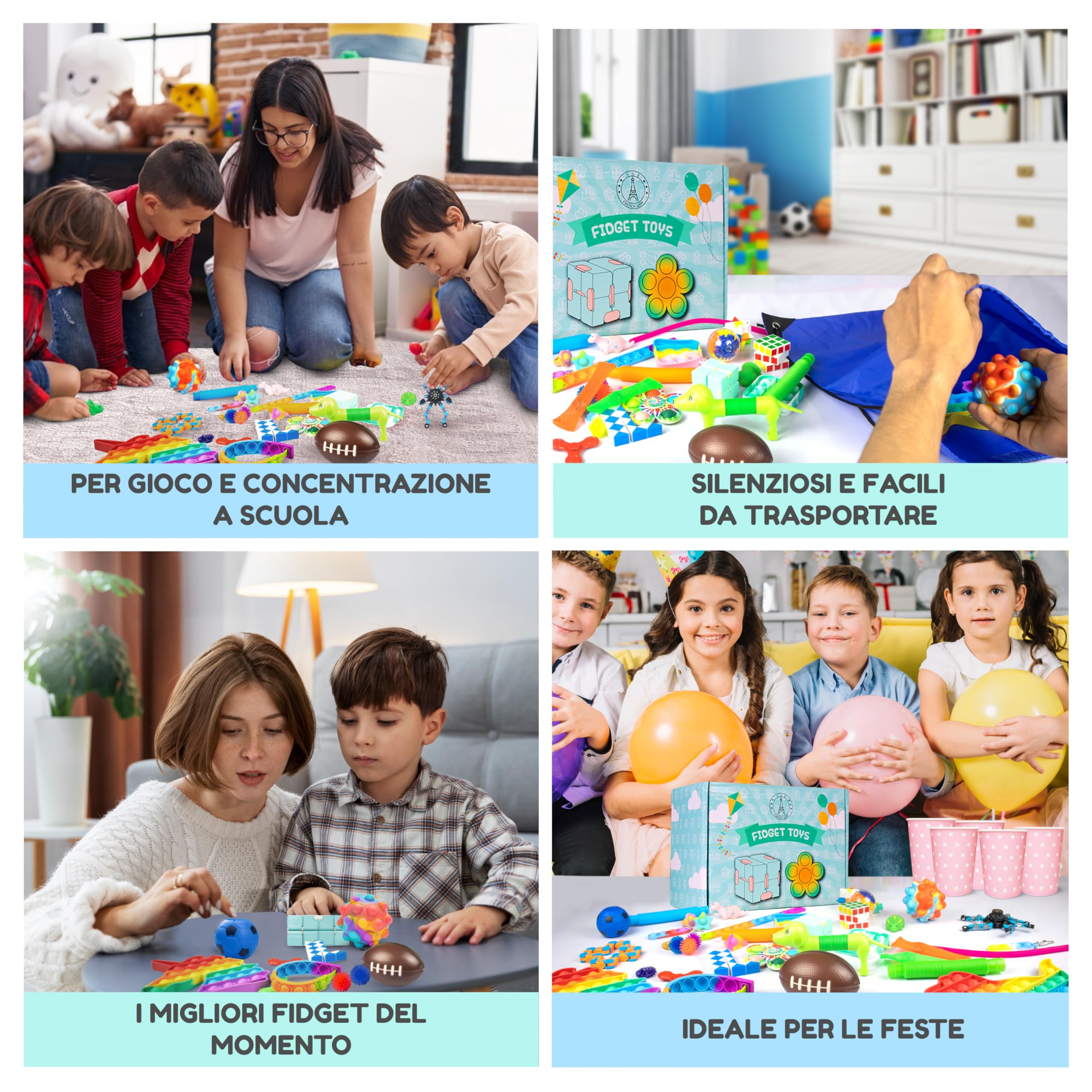 French Way Fidget Toys – Giocattoli Antistress per Adulti e Bambini – Giochi Sensoriali da Scrivania per Alleviare lo Stress e l'Ansia – Box Ideale come Regali di Feste, Gadget Compleanno e Premi