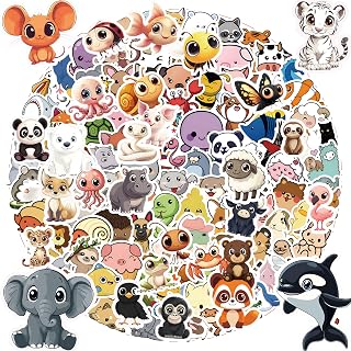 TIT COOPOPE 106PCS Non-Repeating Cute Animal Stickers - Waterproof Vinyl for Parties, Crafts, Kids Gifts & Laptop Decor