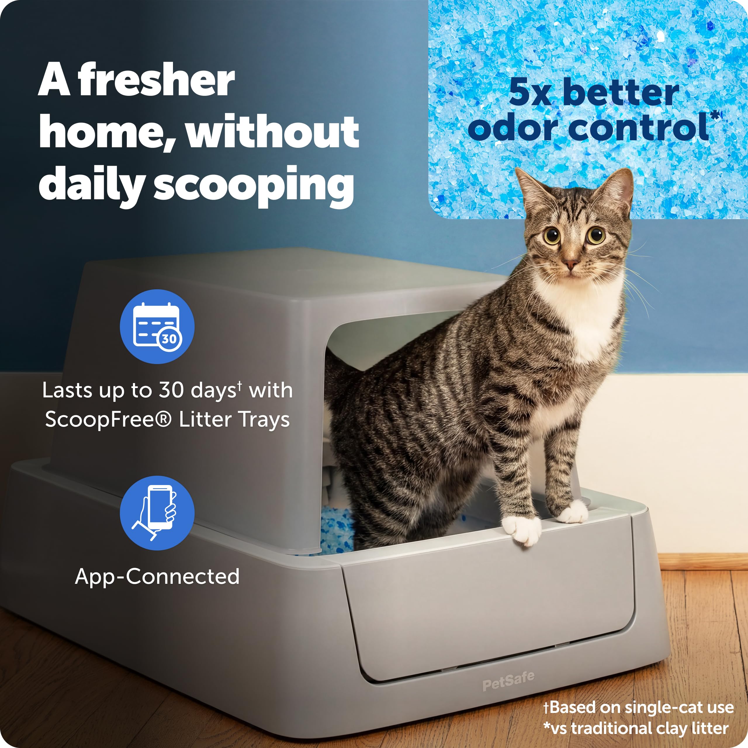 PetSafe ScoopFree Crystal Smart Self-Cleaning Automatic Litter Box - Front Entry - Uncovered Motion-Sensing Cat Box with Integrated Health Counter & App - Includes 1 Disposable Crystal Litter Tray - image 2