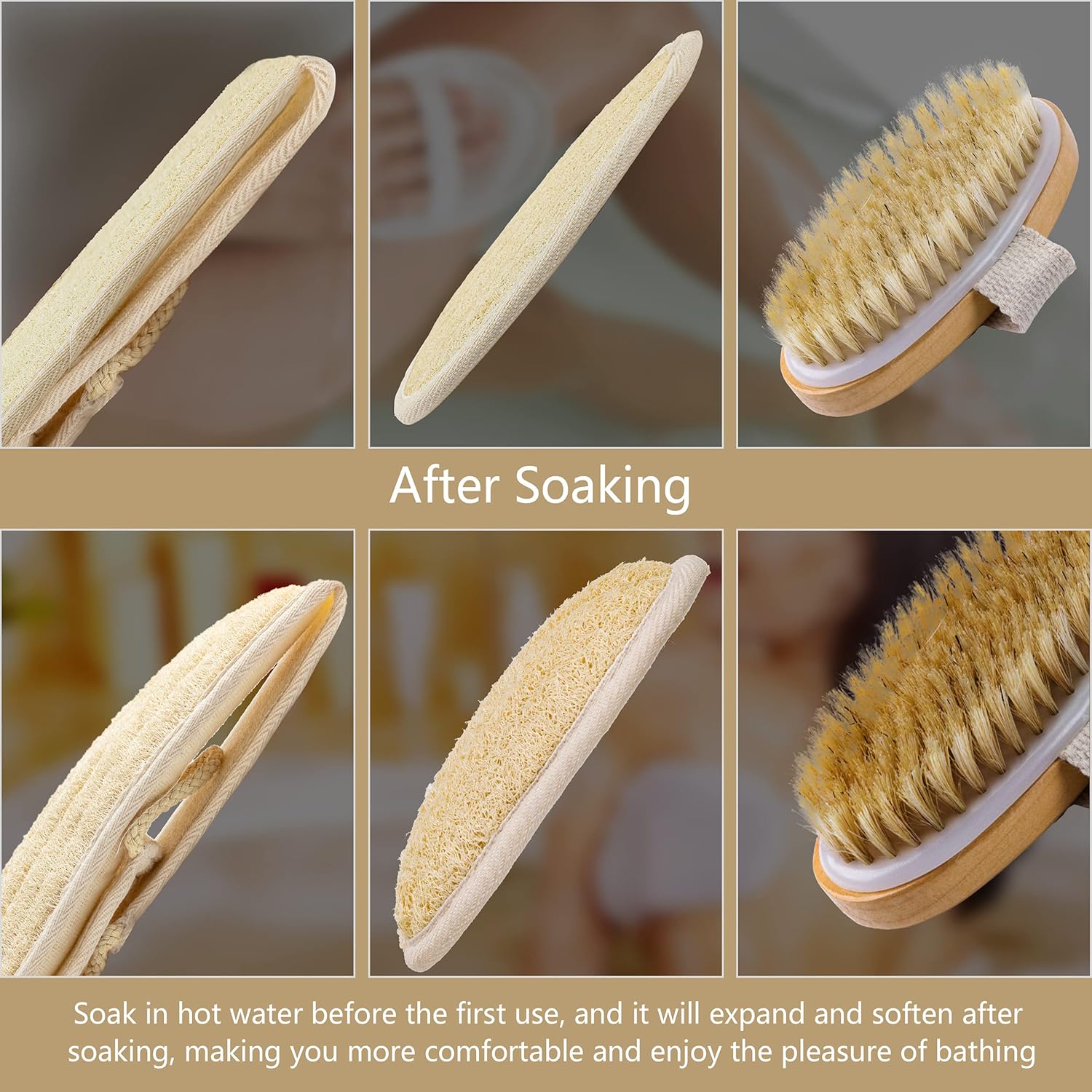 ATTEASAY Natural Loofah Sponge｜body scrubber Luffa Bath Scrubberw｜Eco-Friendly Loofah Double Side Scrubbing Strap｜Body Bath Sponge Pad｜Body Face and Foot Care｜for Women and Men Exfoliating Bath gloves : Beauty & Personal Care