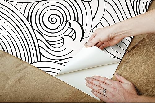 Miniatura 5 de RoomMates RMK11901RL - Papel pintado de ondas asiáticas en blanco y negro