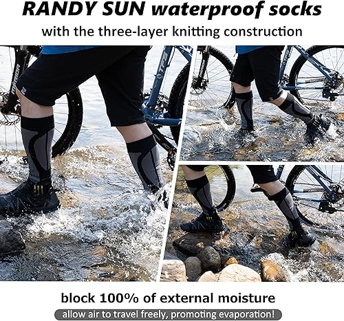 Miniatura 4 de RANDY SUN Calcetines de esquí impermeables, certificado SGS Unisex hasta la rodilla transpirable senderismo senderismo calcetín 1 par