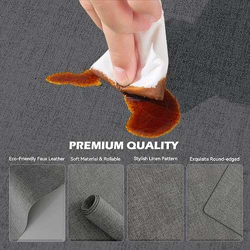 Miniatura 6 de HESSION Juego de 4 manteles individuales de piel sintética resistentes al calor, manteles individuales de poliuretano, 17 x 12 pulgadas, color negro