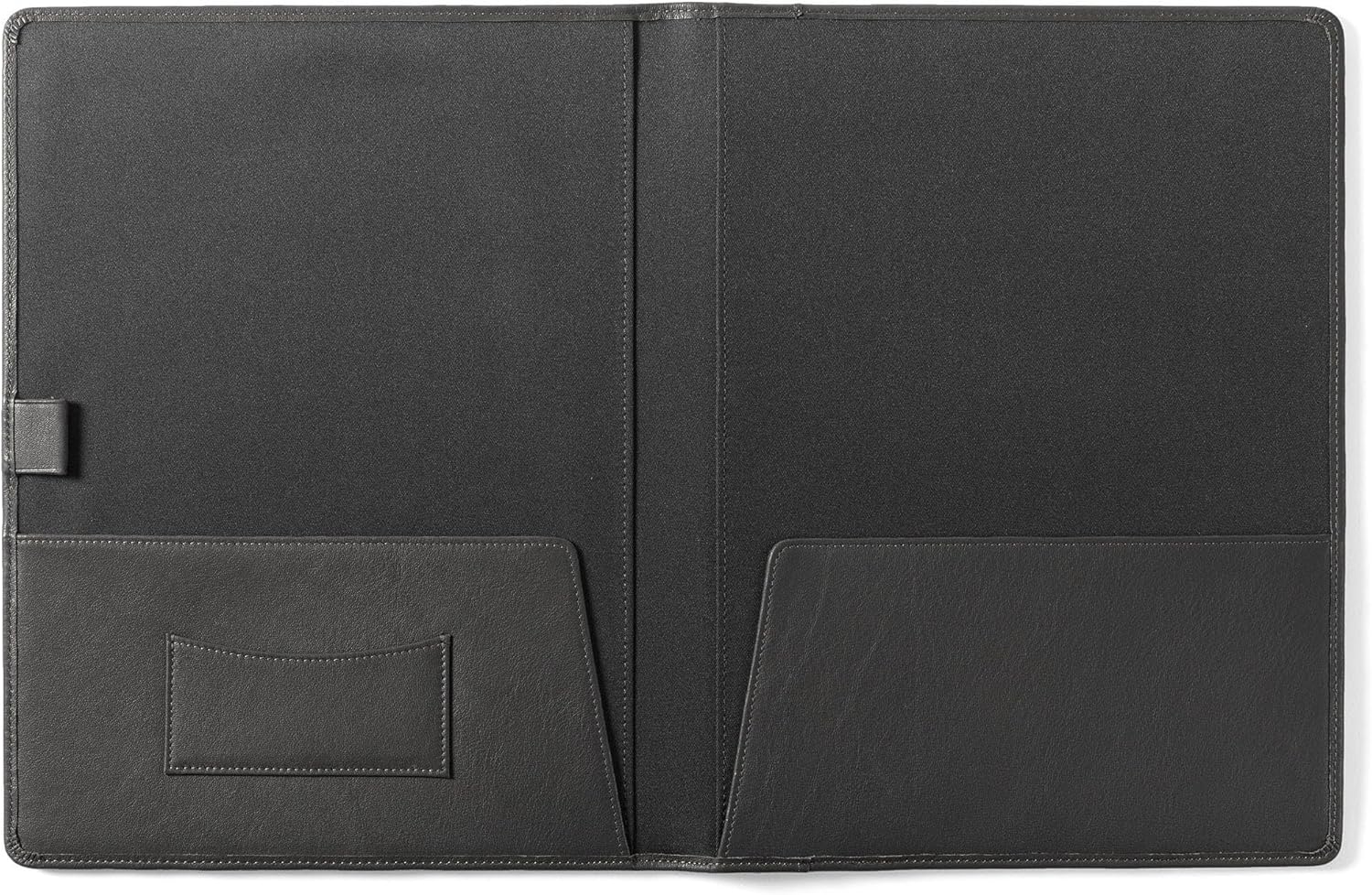 Leatherology Black Onyx Leather Folder with Pockets & Pen Holder – Slim Padfolio Organizer for A4 Documents, Business Cards & Notes | Full-Grain Leather Professional Folder for Work & Meetings