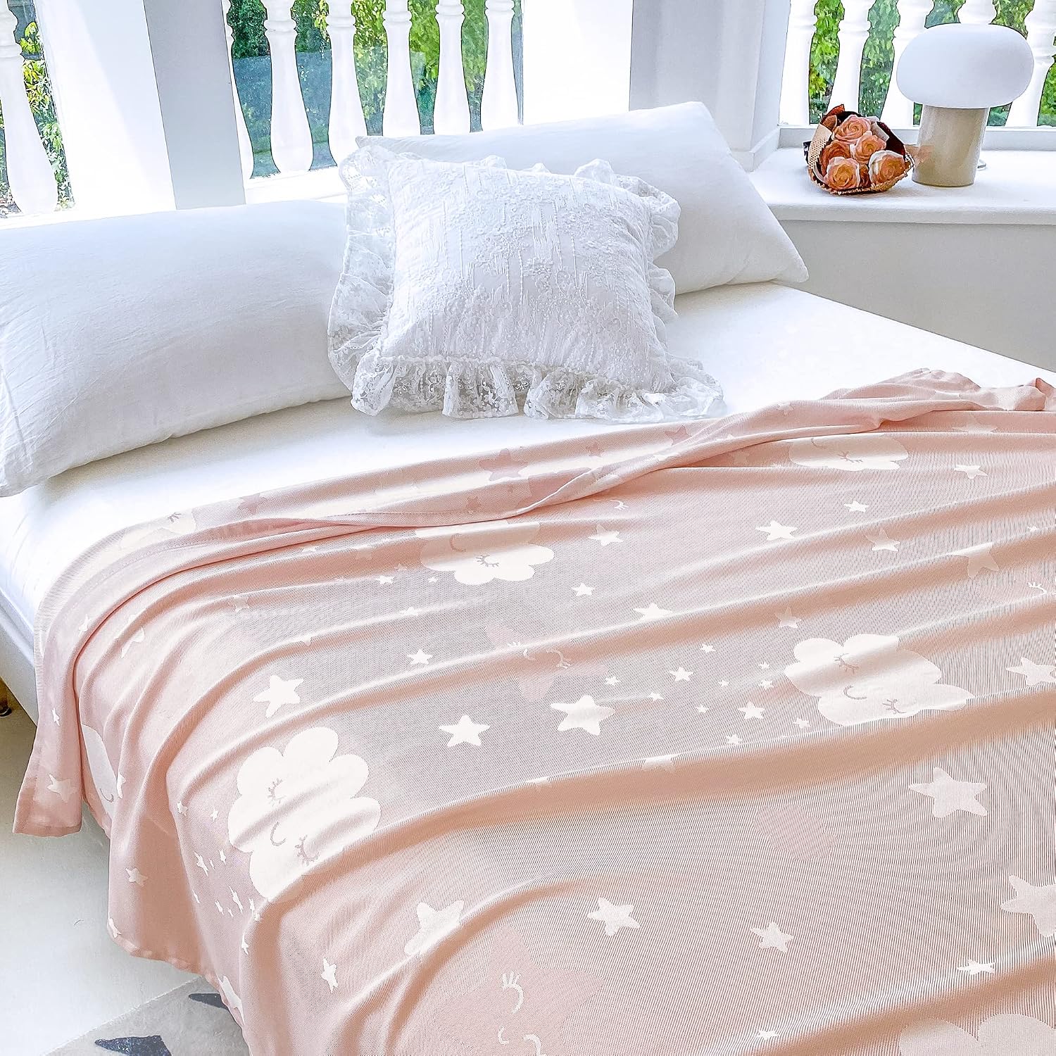 AmyHomie Cooling Blanket for Kids, Soft Comfy Summer Throw Blanket for Hot Sleepers, Girls & Boys (1-12 Years), Pink Cloud (50x60in)