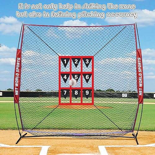 Miniatura 4 de Strike Zone Target para béisbol y softbol, red ajustable, lanzamiento, bateo, atrapamiento, práctica con zona de ataque numerada para entrenamiento
