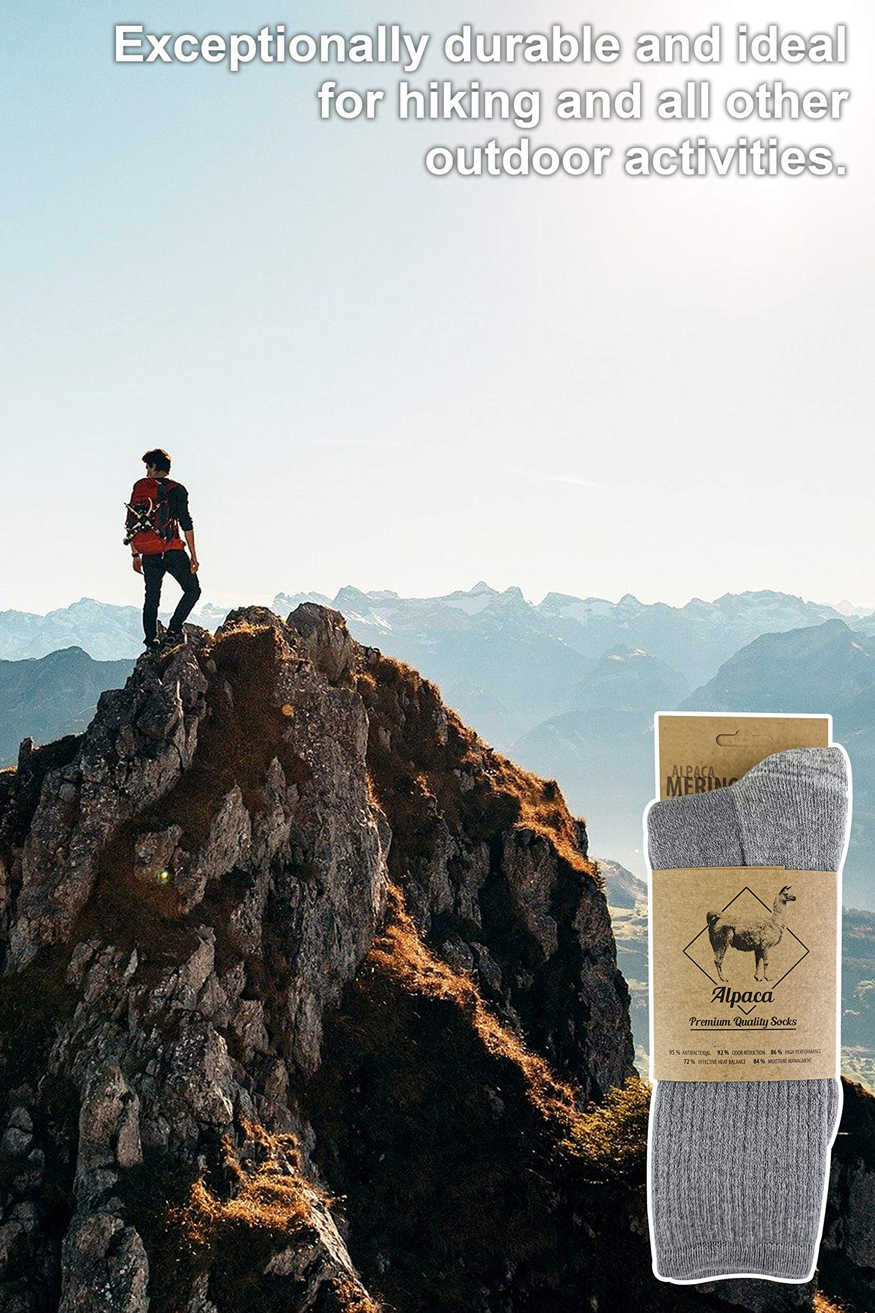 COMODO - Chaussettes Hautes de Laine Merino et Alpaga Laine | Chaussettes Longues pour Trekking Randonnée | Homme et Femme
