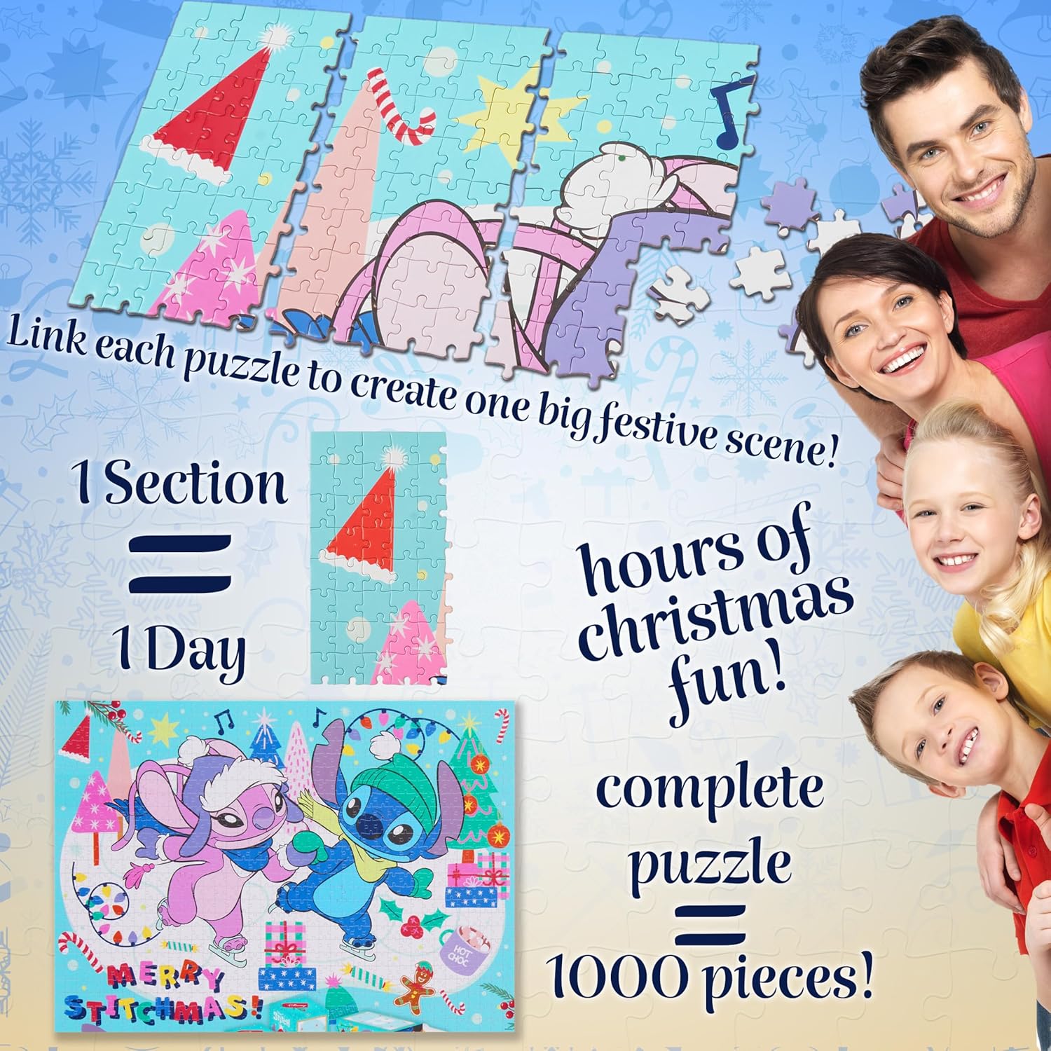 Disney Stitch Puzzle Advent Calendar 2025 for Kids, Teens, Adults, Christmas Countdown Calendar with 24 Puzzle Boxes, Daily Surprises, Gifts for Kids
