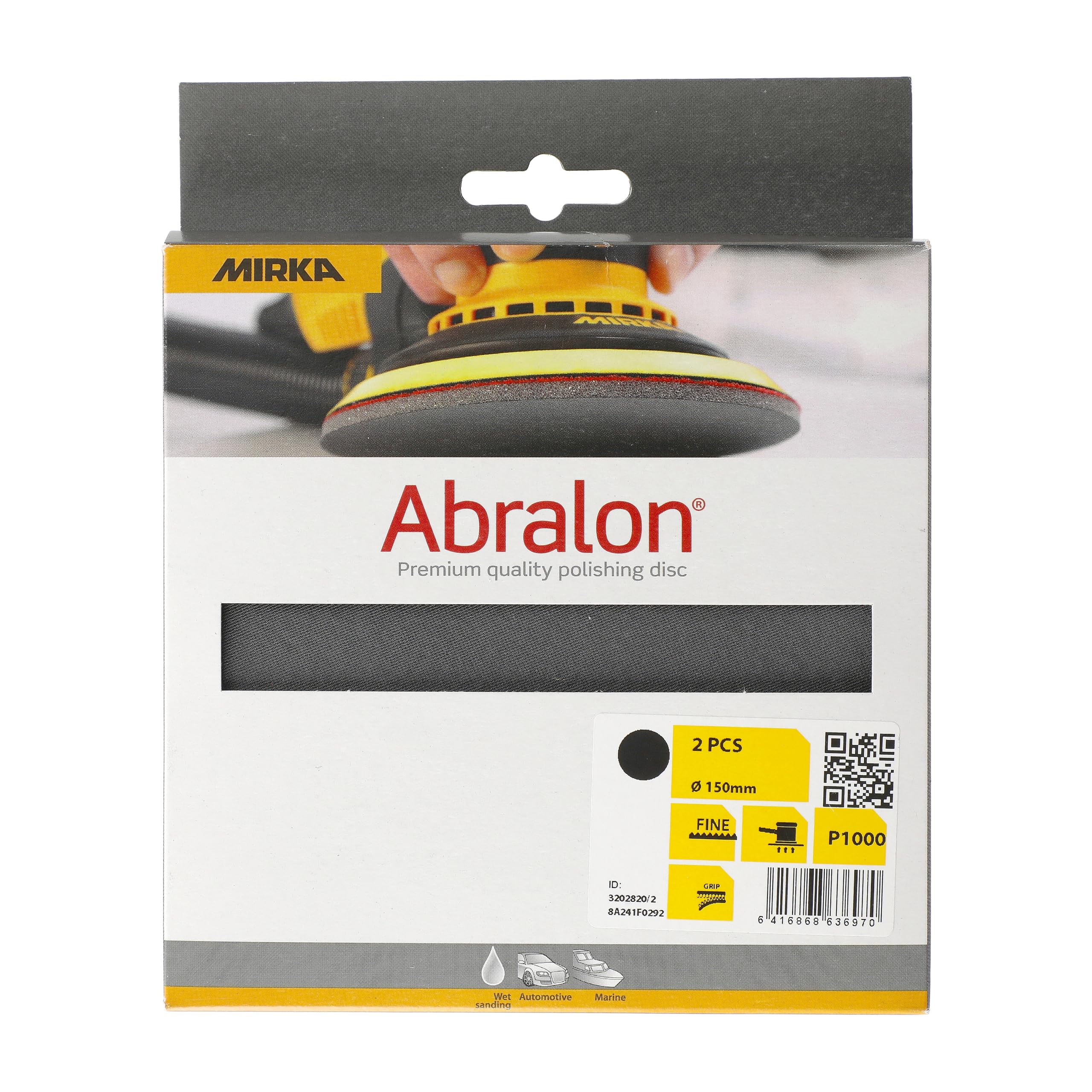 Mirka Abralon Sanding Discs/Polishing Discs Ø 150mm /Hook & loop / 1000 grit / 2 pack/for sanding and polishing lacquer, wood, plastic