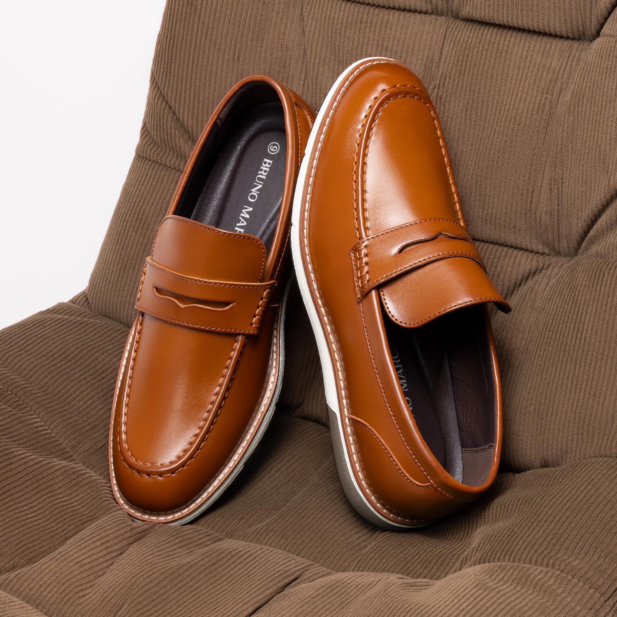 Bruno Marc Mocassini Penny Eleganti Uomo Slip-on | Soletta in morbida schiuma vegana con supporto plantare e suola TPR antiscivolo per comfort e stabilità tutto il giorno