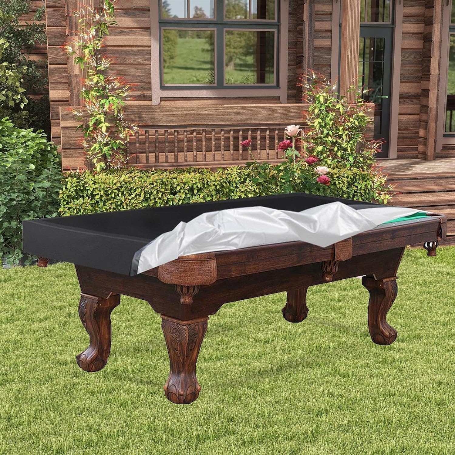 8ft Billiard Table Dust Cover - Billiard Table Cover, Pool Table Protector | 420 D Oxford Heavy Duty Leatherette Billiard Pool Table Cover, Tearproof Covers for Pool Table 8/9 Ft for Pool Table