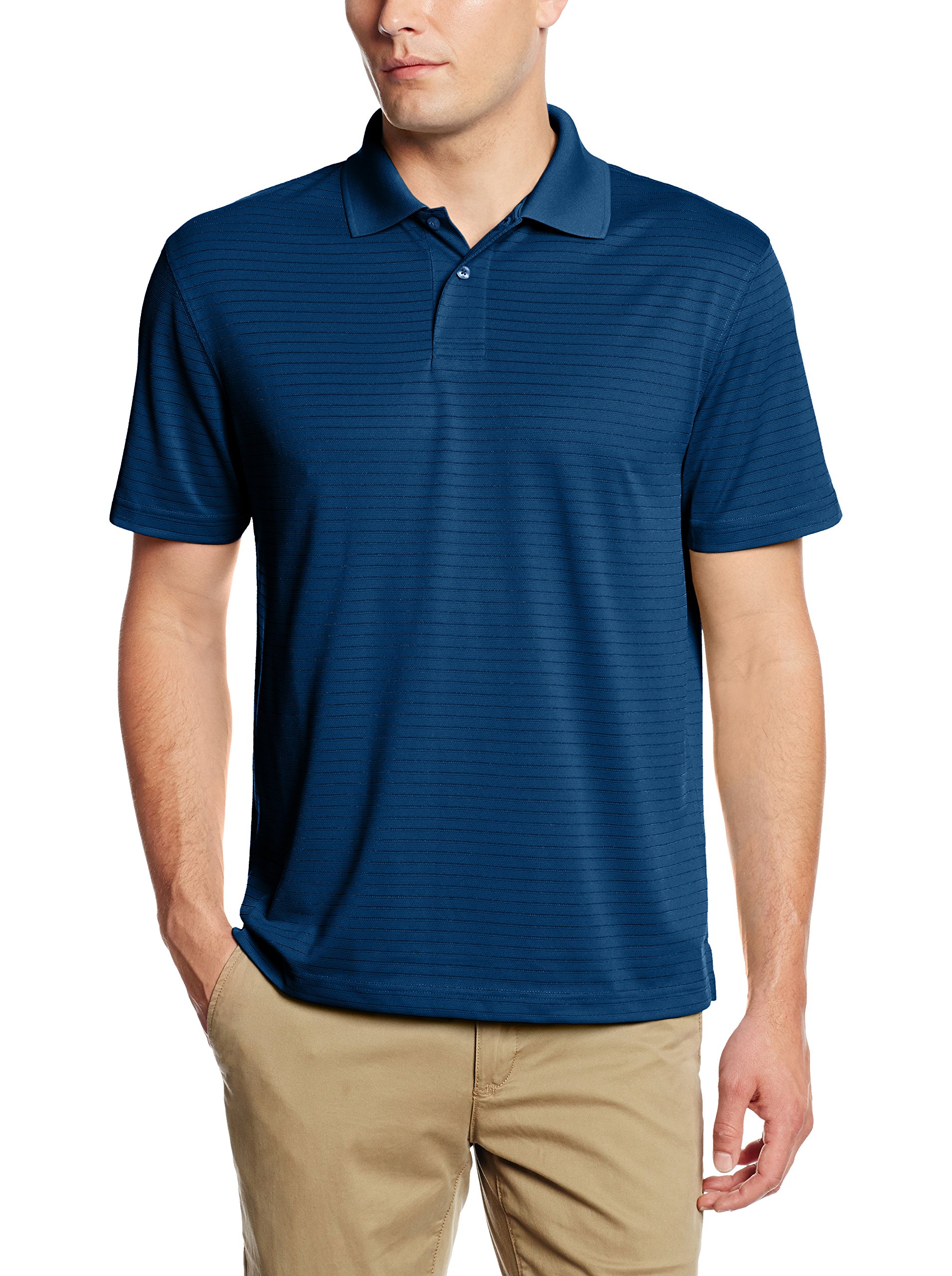 Haggar Men's Short Sleeve Cool 18 Horizontal Shadow Stripe Polo