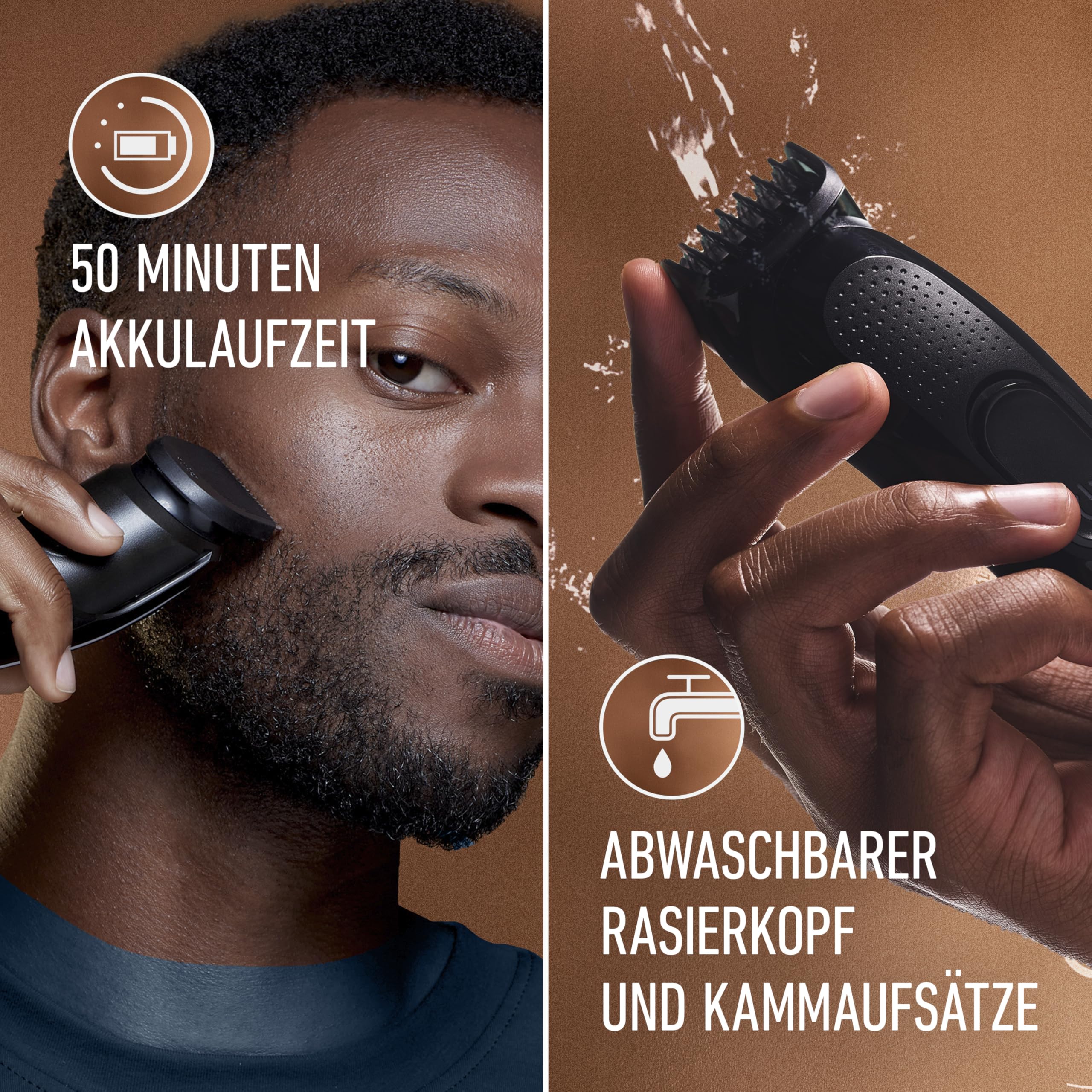 King C Gillette Barttrimmer für Männer, Elektrischer Bartschneider Herren mit 1 Trimmer, 5 Kammaufsätzen, 1 Reinigungsbürste, und 1 Ladegerät, Kabelloser Bartrasierer, 50 Min. Akkulaufzeit