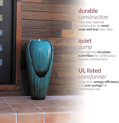 Miniatura 7 de Alpine Corporation DIG100XS con fuente de agua con luz LED 32 pulgadas de alto turquesa