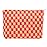 PAZIMIIK Knitted Checkered Makeup Bag Large Zipper Make Up Accessory Pouch for Purse Cosmetic Brush Bag for Travel Red Orange