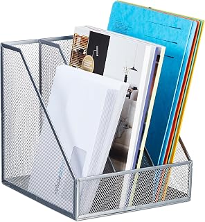 Relaxdays Stehsammler, A4, 3 Fächer, Mesh, HxBxT: 26 x 24 x 26 cm, Büro & Home-Office, Stehordner, Metall, Farbwahl
