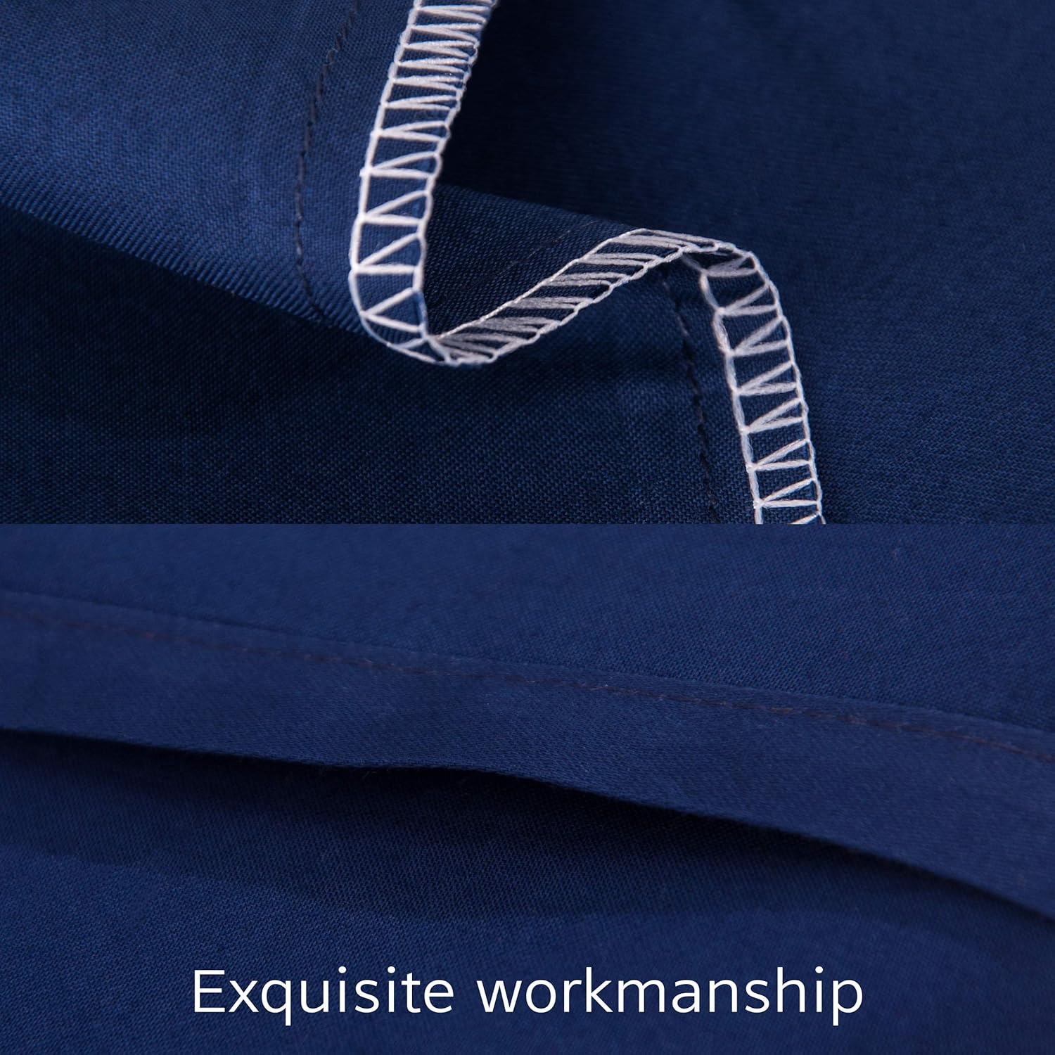 NTBAY Egyptian Cotton Queen Pillowcases - Set of 2, 500 Thread Count Cotton Pillowcases - Soft and Breathable Envelope Closure Pillow Cases - 20x30 Pillow Covers for Bed, Navy Blue - Image 3