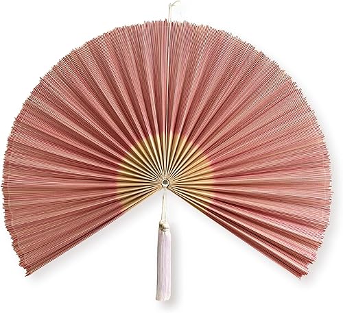 Miniatura 21 de ChumDecor Abanico de bambú para decoración de pared, decoración de abanicos de pared chinos japoneses, cabecero colgante bohemio, ventilador