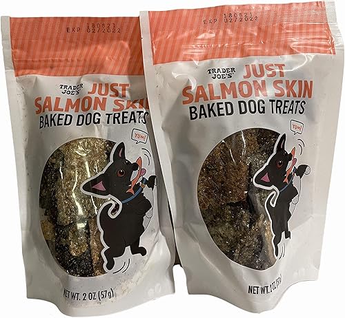 Trader Joe's Just Salmon Skin - Golosinas horneadas para perros, 2 onzas, paquete de 2