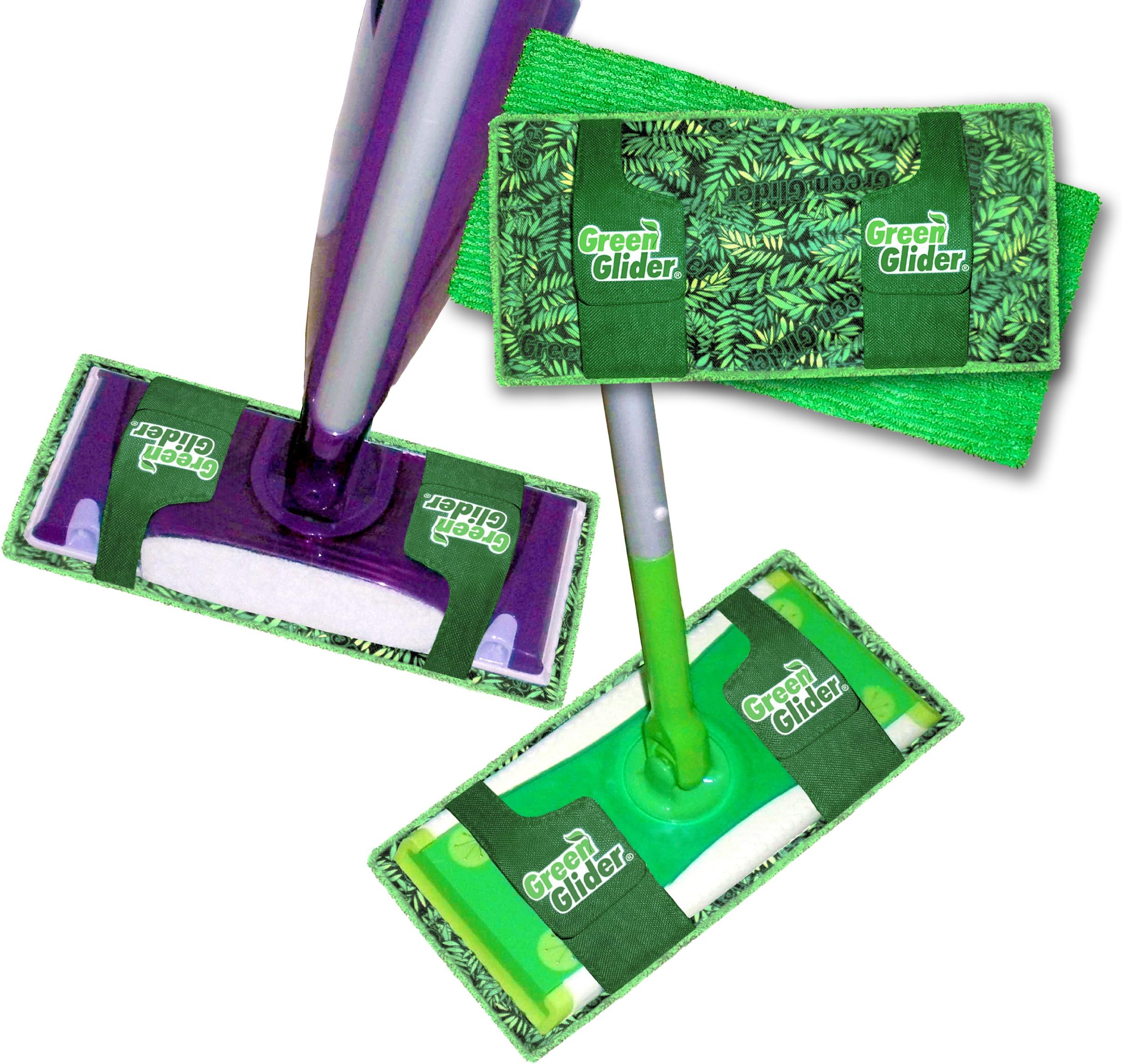 Green Glider Reusable Swiffer Replacement Mop Pad Floor Cleaner with Dual Action Shammy + Microfiber to Clean and Absorb, Adjustable Fit Means That it Works with The Mop Systems