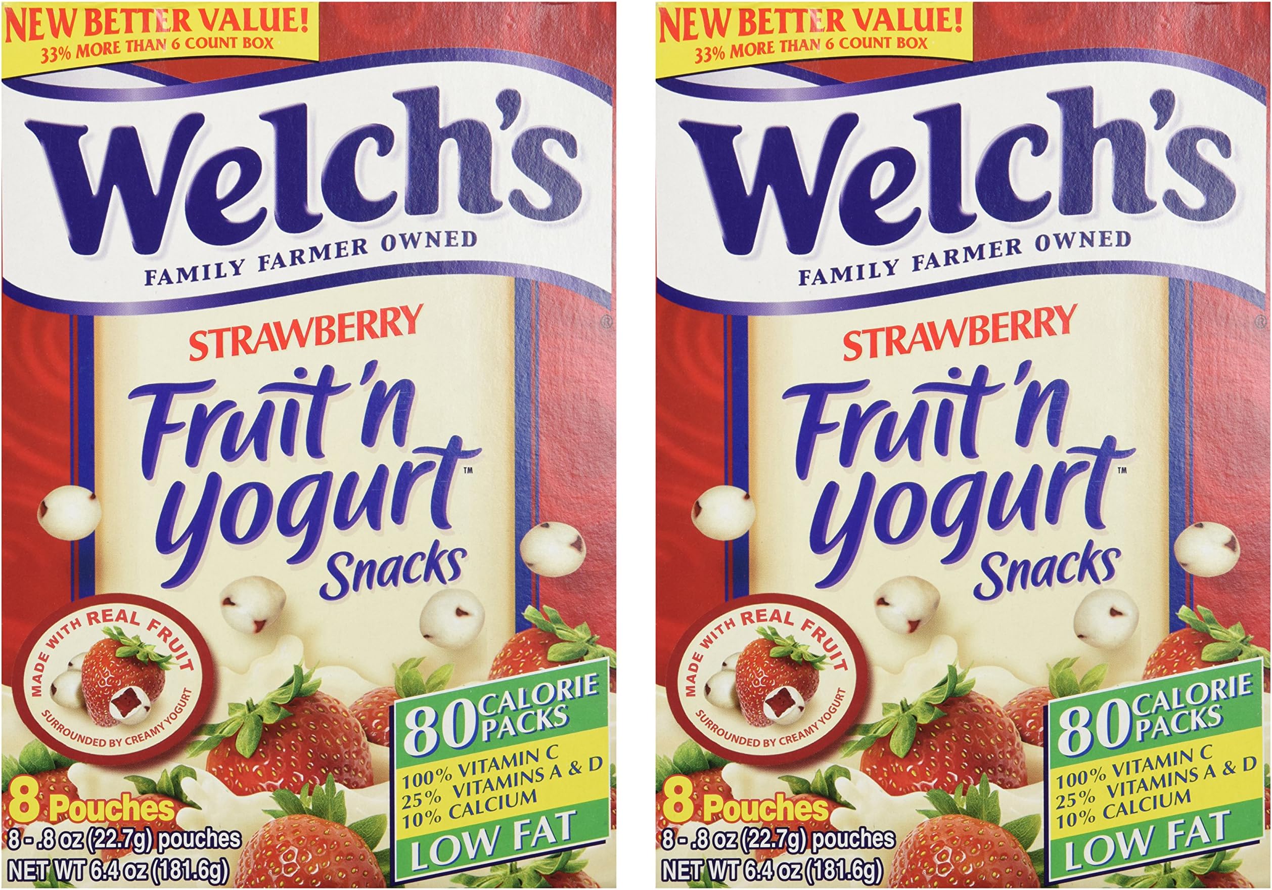 Strawberry Fruit'n Yogurt Snacks 8 Pouches (2 Pack - 16 Pouches Total)
