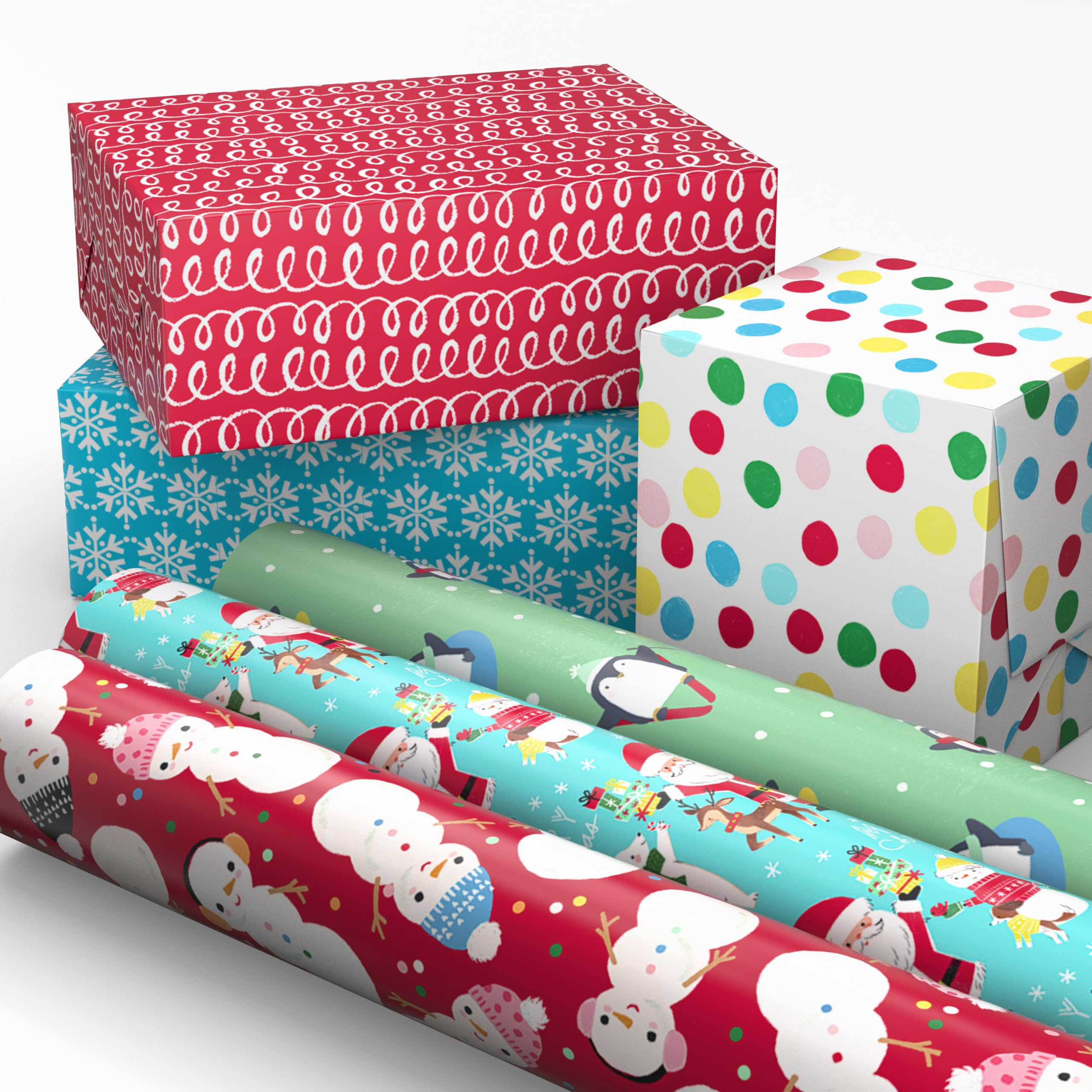 Hallmark Geschenkpapier-Set für Weihnachtsfeiertage mit Schnittlinien