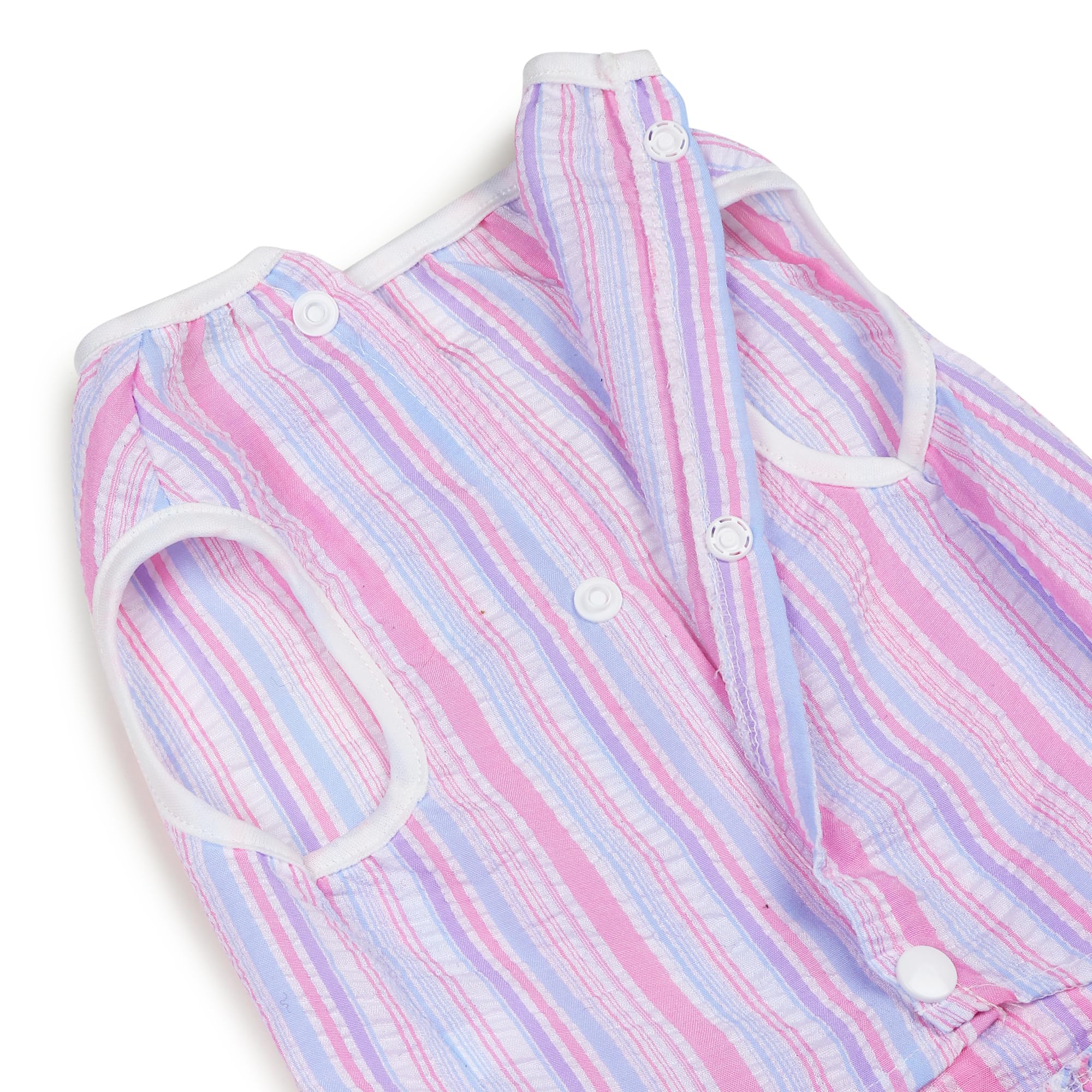 KUTKUT polycotton Small Dog Cat Girl Summer Dress Cute Bowknot Tutu Dress Striped Casual Dog Clothes Small Dogs Girl Yorkshire, Mltese Cat Pet Apparel Outfits (Size: M, Chest: 40Cm, Purple, 1 count) 4