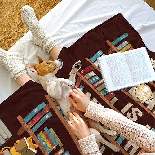 Miniatura 6 de CUJUYO Manta de regalo para amantes de los libros, manta de regalo para bibliotecarios de 40 x 50 pulgadas, regalos de club de lectura para amantes