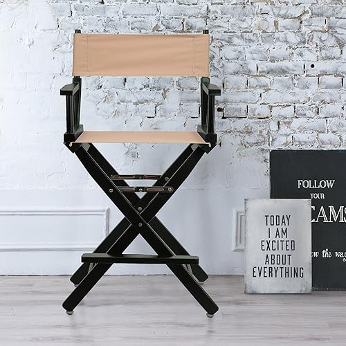 Miniatura 4 de Casual Home - Silla de director de 24.0 in, marco negro, con lona bronceada, altura de mostrador