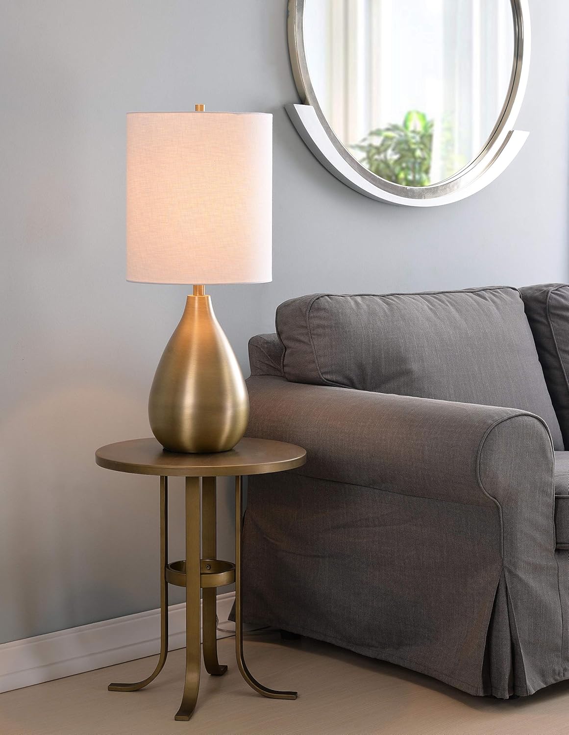 Best Review Kenroy Home 32156AB Droplet Table Lamps, Medium, Antique Brass