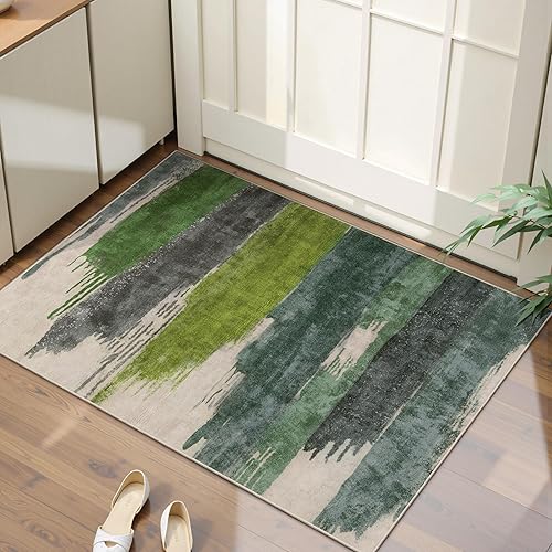 Miniatura 18 de Ciicool Alfombra abstracta moderna para sala de estar, 5 x 7 pies, lavable a máquina, antideslizante, alfombra contemporánea de pelo bajo para