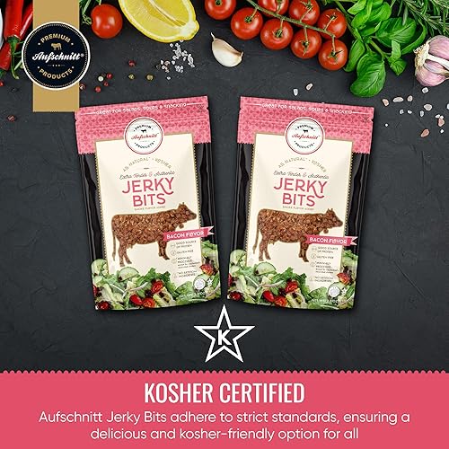 Miniatura 6 de Aufschnitt Jerky Bits - Bocadillos saludables hechos de carne de res y pollo, con alto contenido de proteínas, Kosher, Halal y Keto (paquete de 2,