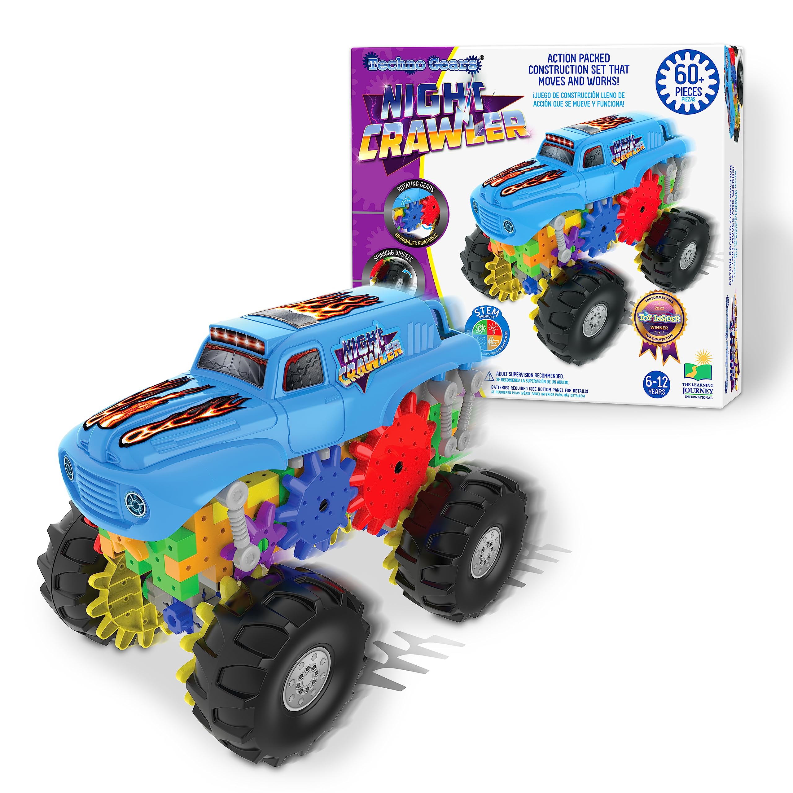 The Learning Journey International – Techno Gears – Night Crawler – 60+ Pieces – Kid Toys & Gifts for Boys & Girls Ages 6 Years and Up – Award Winning Toy - STEM