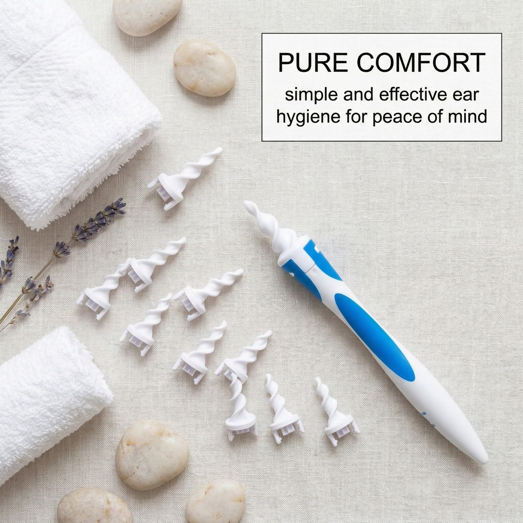 Nettoyeur Oreille, Eliminateur de cire d'oreille, sûr et doux kit de nettoyage d'oreille en silicone à spirale à 360 degrés avec 20 têtes de remplacement lavables, adapté aux enfants et aux personnes