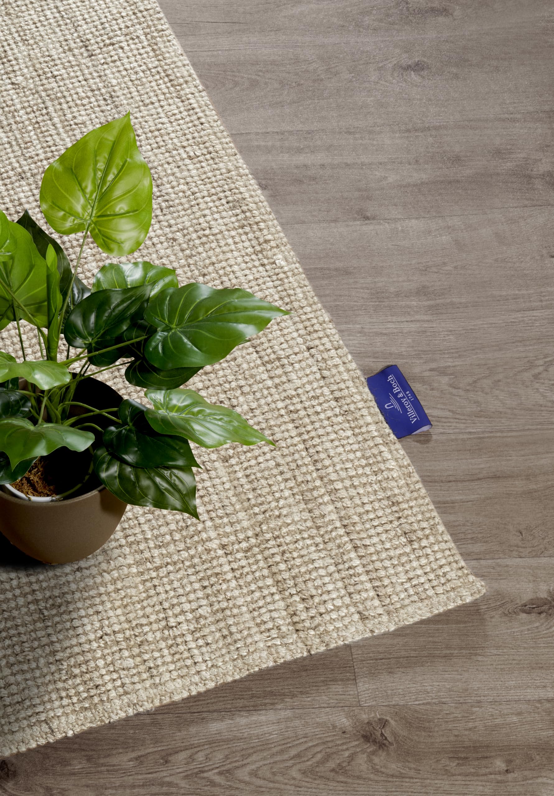 Villeroy & Boch Jute Teppich Rosalie - Natur Wohnzimmerteppich Handgewebt & Umweltfreundlich - Boho Teppich für Wohnzimmer, Schlafzimmer, Esszimmer – Natur Weiß, 200x290cm