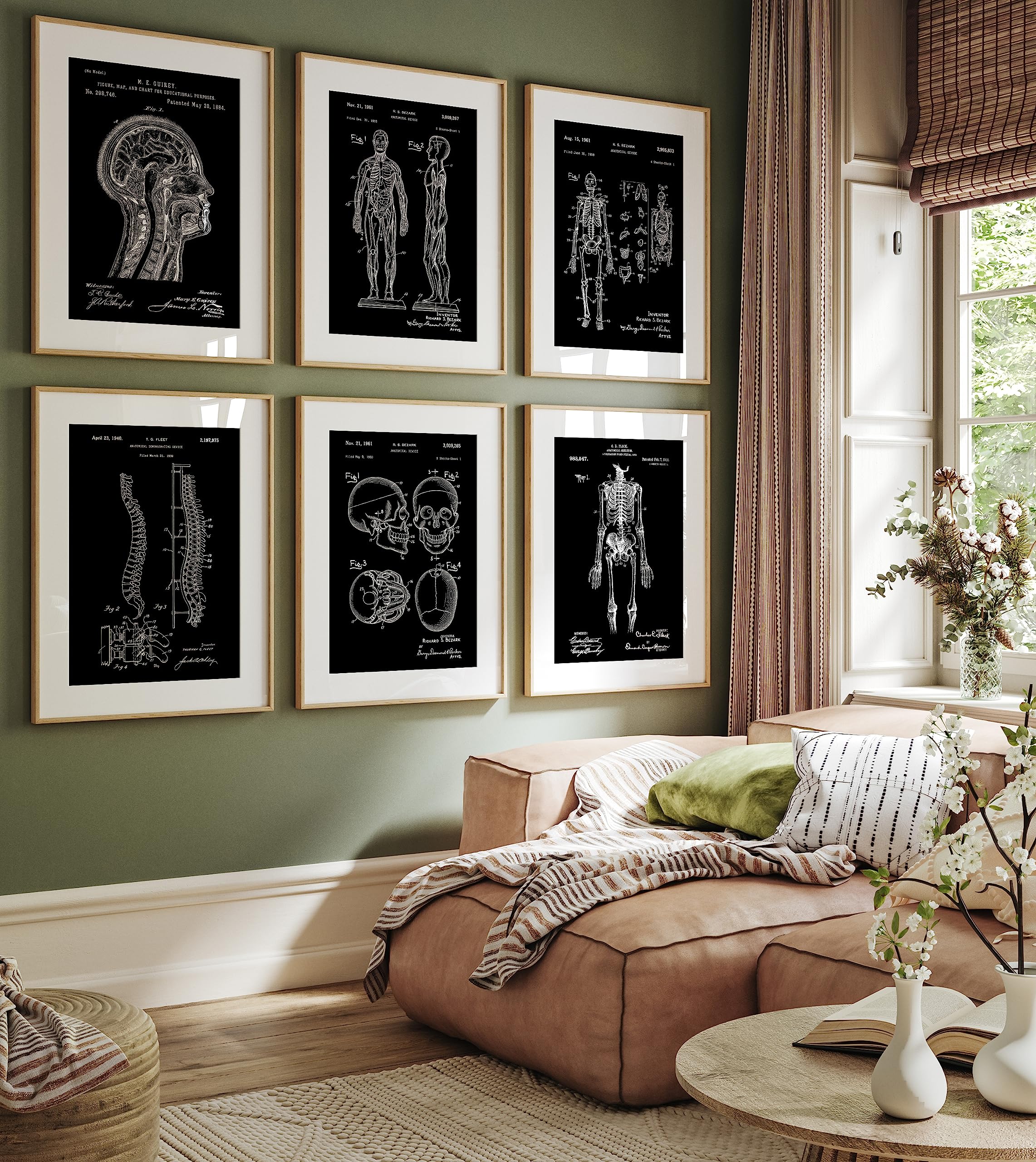 Magic Posters Anatomy Set Of 6 Patent Prints, Office Decor, Anatomical Muscle Poster, Clinic Wall Art, Medical Student Gifts For Doctors, Nurses, Surgeons