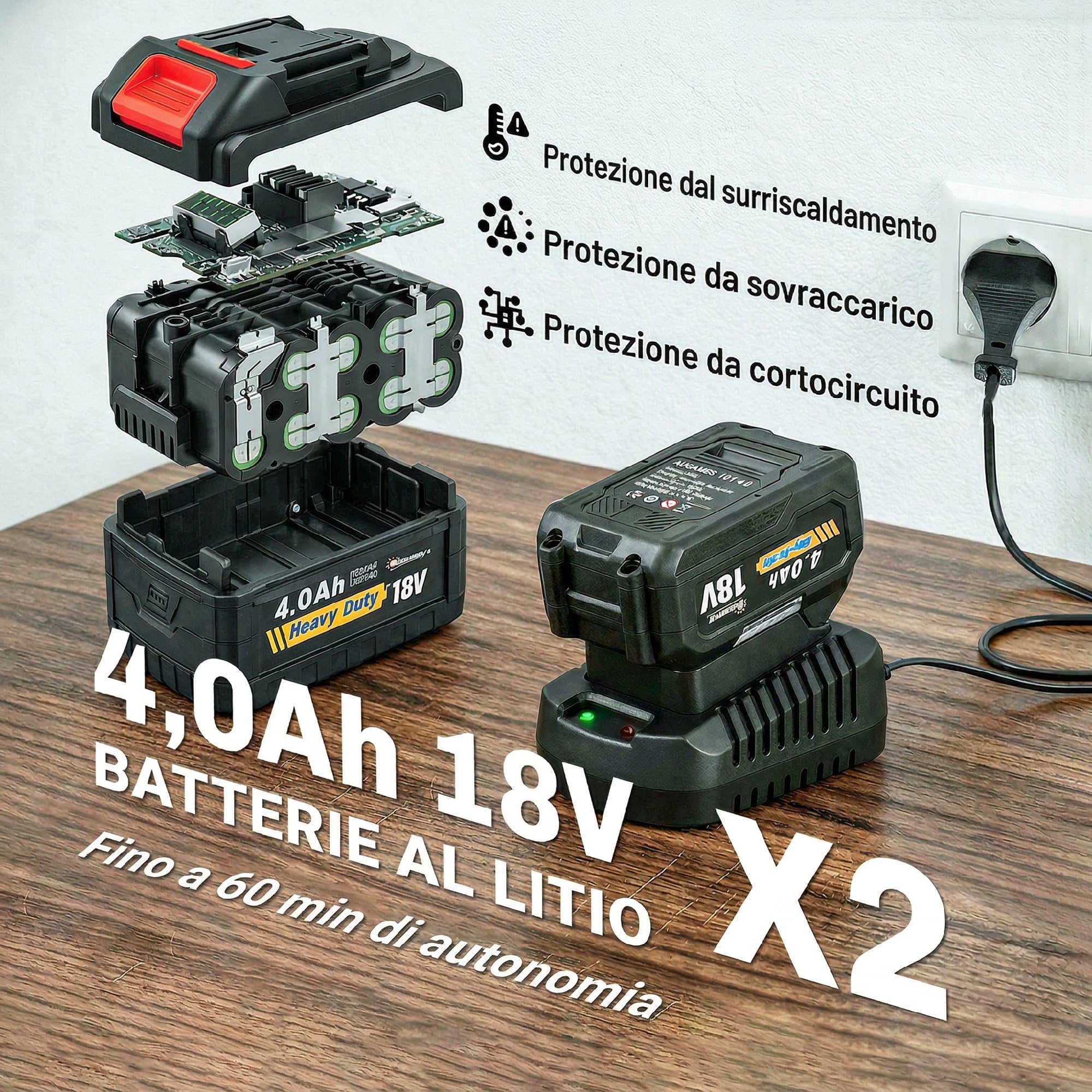 Outsunny Soffiatore a Batteria 18V Soffiatore Foglie con 2 Batteria 4Ah