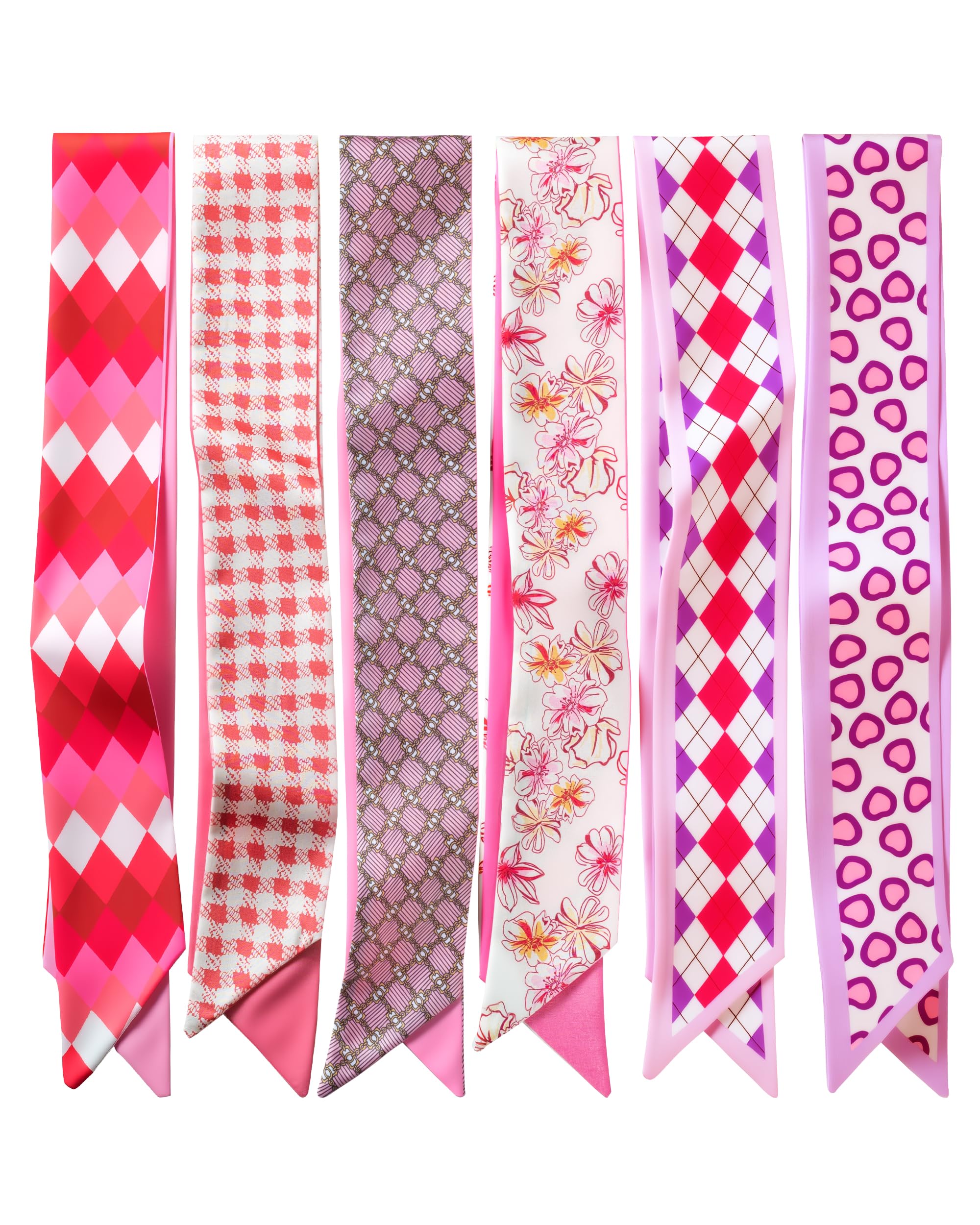 Photo 1 of ZXZH 6 Pack Fashion Scarves for Women, Multifunctional Boho Head Scarf, Satin Scarf for Hair, Neck, Wrist, and Handbag/Purse Accessories