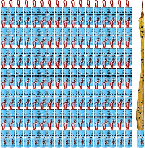 Miniatura 8 de Qualirey Paquete de 160 tiras adhesivas para moscas para interiores y exteriores, cinta de papel para colgar moscas, trampa para insectos voladores,