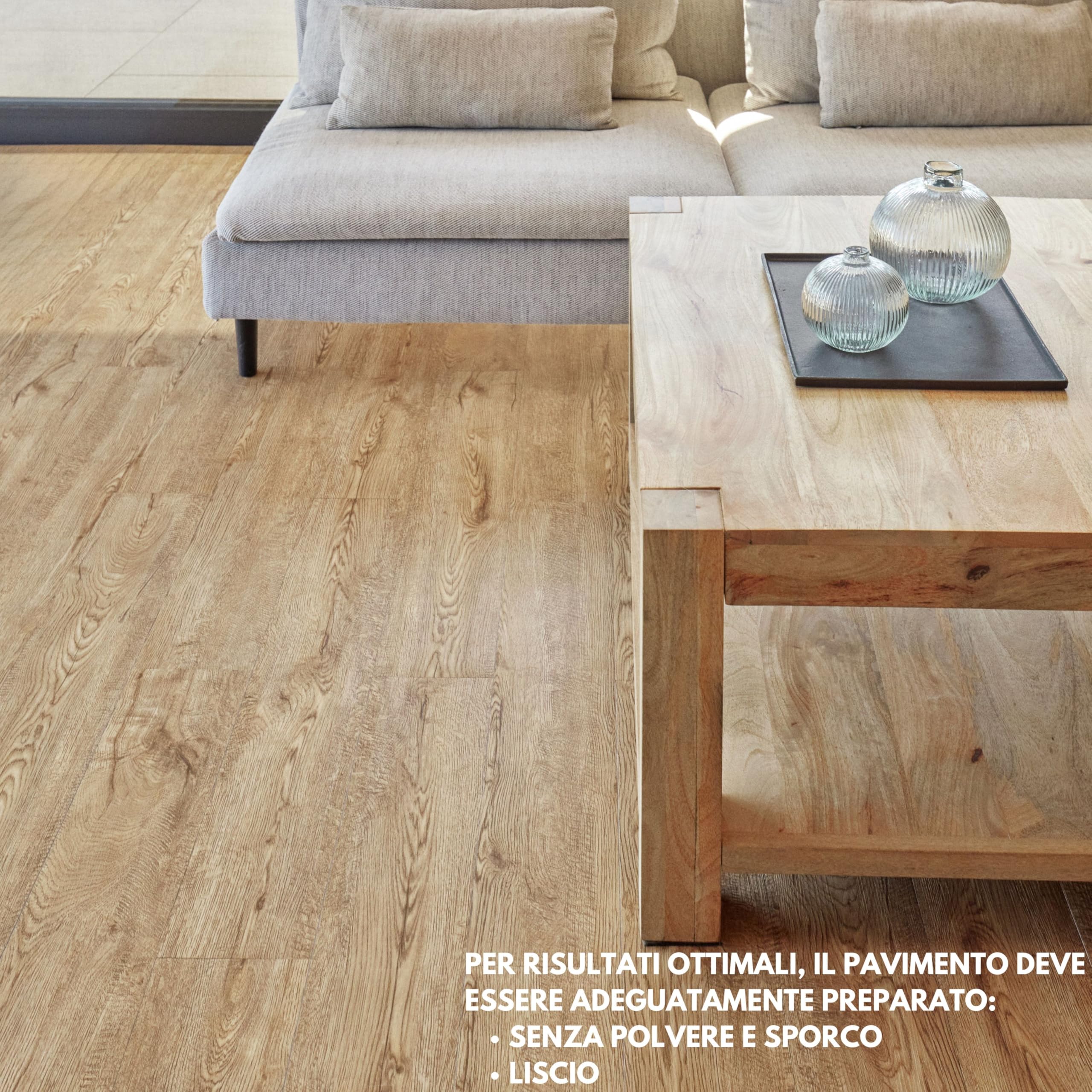 Pavimento PVC Adesivo – Confezione da 10 Doghe, Copertura 1,39 m², Impermeabile Piastrelle Adesive Pavimento Ogni Doga 91,4 x 15,2 cm – Marrone Effetto Legno Rovere Miele per la Casa, Ufficio