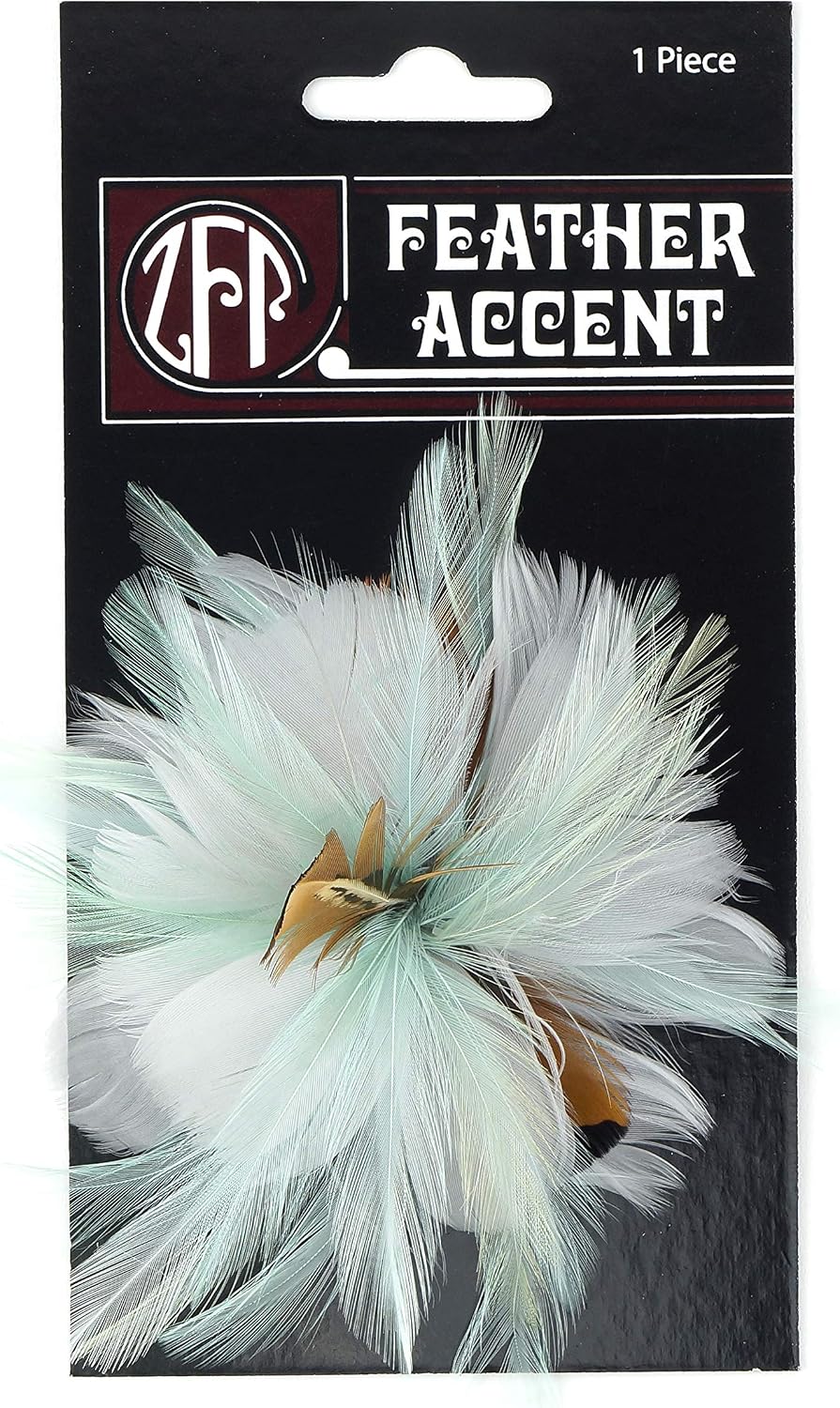 ZUCKER Feather Flower Corsage - Mint Green/Silver Flapper Fascinator Hat Accessory