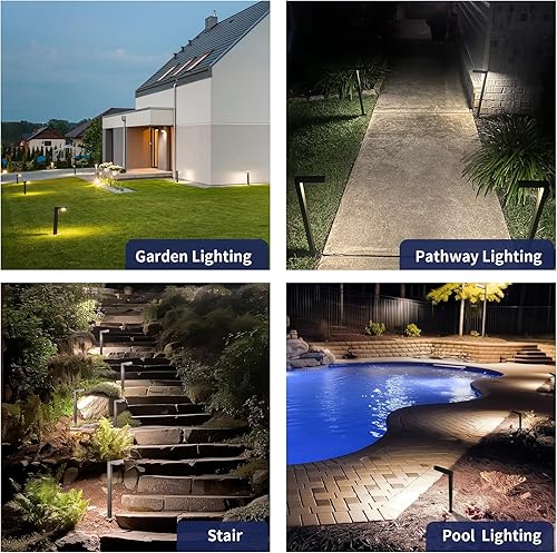 Miniatura 5 de Gardenreet Luz LED para caminos de paisaje de bajo voltaje de latón macizo, luz LED para exteriores y área (rectangular) sin bombilla, paquete de 12