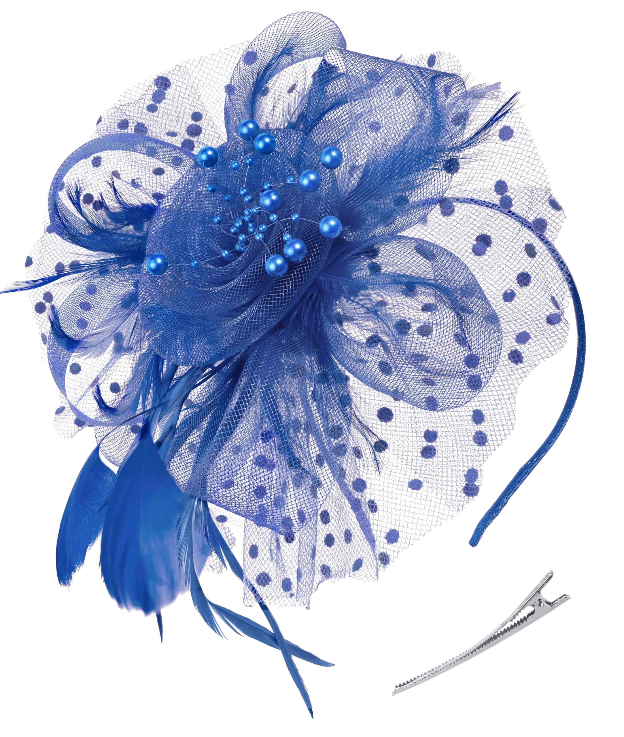 Fascinators Hat for Women Tea Party Headband Kentucky Derby Wedding Cocktail Flower Mesh Feathers Hair Clip