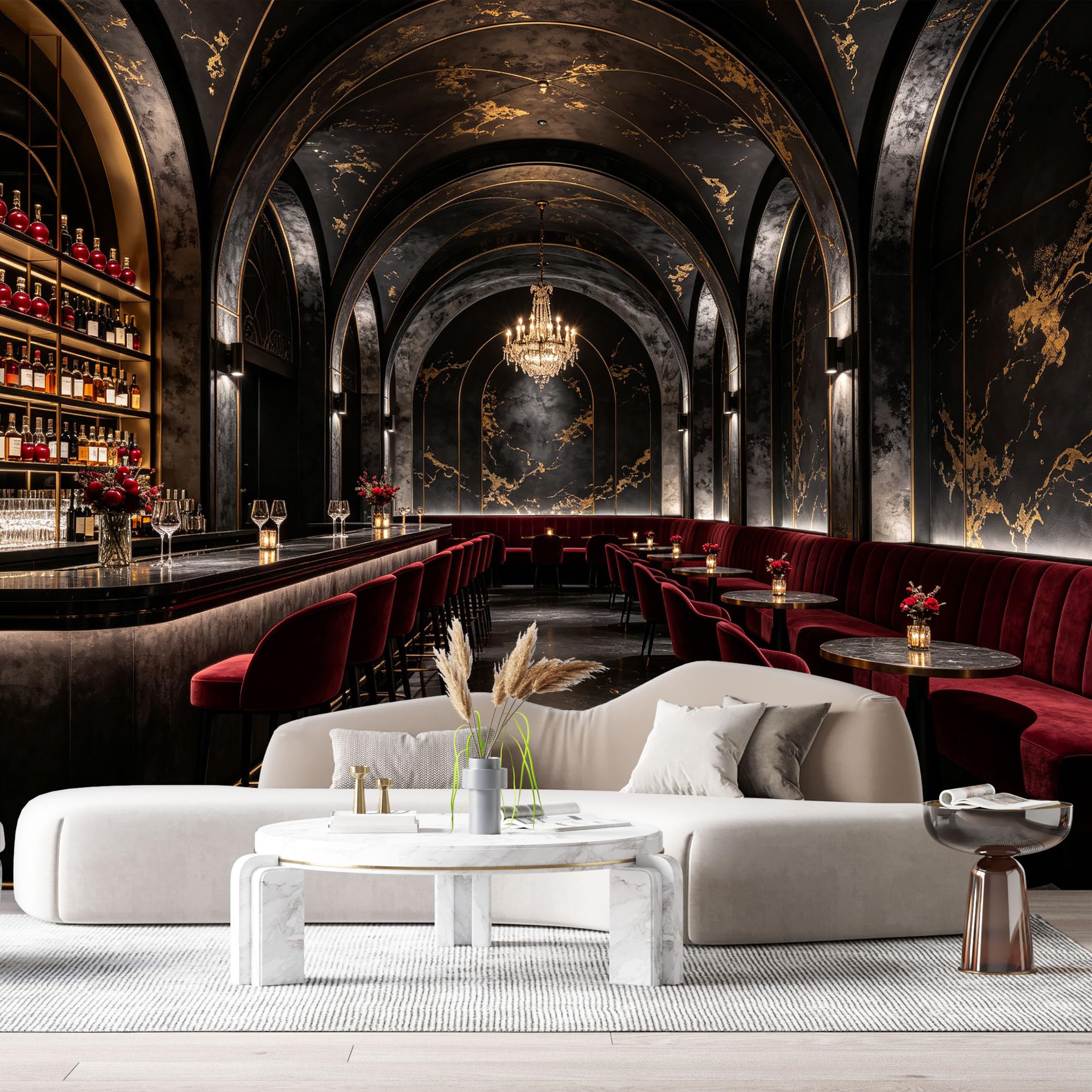 Custom Size Wall Murals Modern Contemporary Abstract Luxury Black Marble Gold Vein SelfAdhesive Wall Fabric Removable Large Wallpaper for Photo Living Room