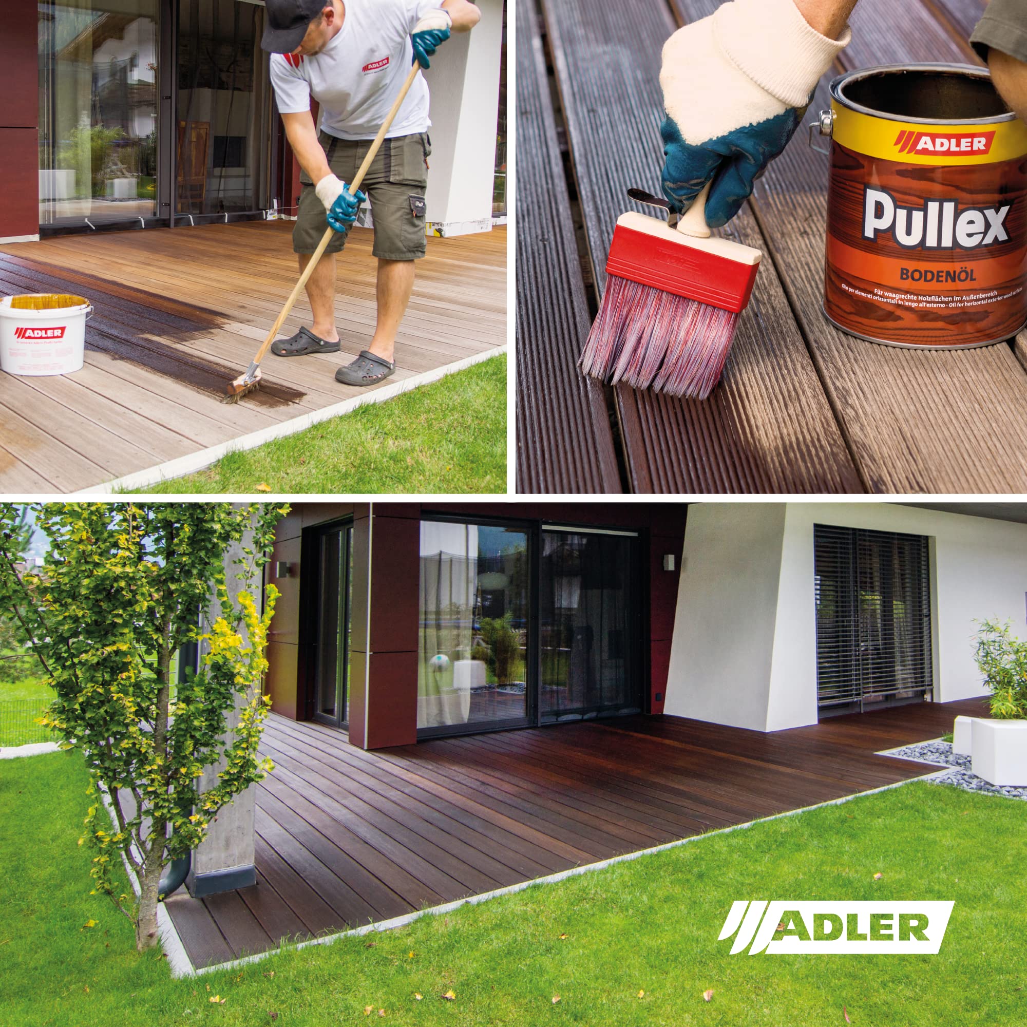 ADLER Pullex Bodenöl 2.5l Kongo Bangkirai Öl Holzöl für Terrasse Holzschutz | Wasserabweisendes, tief eindringendes Öl, vermindert Quellen und Schwinden, betont Holzstruktur, UV-beständige Pigmente