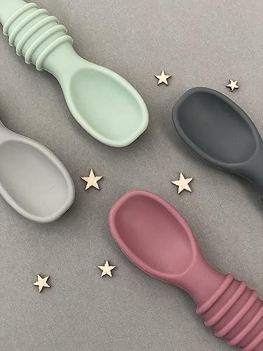 Miniatura 2 de Cucharas de silicona para bebés  100% platino puro LFGB silicona suave punta  Cuchara de entrenamiento de autoalimentación para el destete LED del
