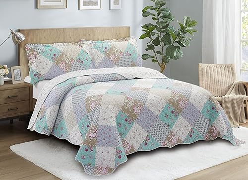 Miniatura 116 de Brilliant Sunshine Juego de edredón de 3 piezas con 2 fundas de almohada, colcha reversible suave y ligera, para todas las estaciones, Gris