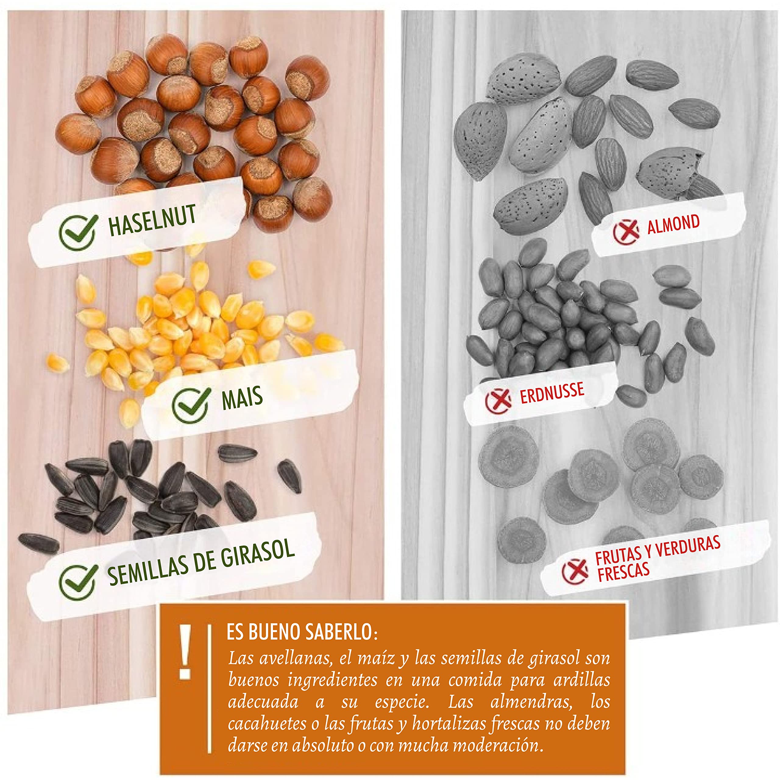 wildtier herz I Alimentación para Ardillas 1kg I Comida de Ardillas para Alimentos - Alimento para Ardilla